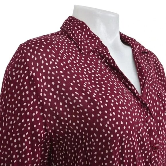Simons Twik Printed Long Sleeve Blouse Top Rayon Red White Size XS - Picture 3 of 9